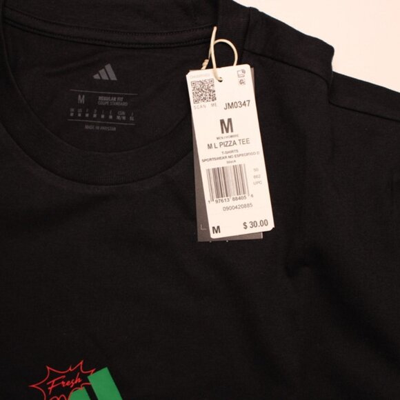 Adidas Mens Medium Lounge Pizza Graphic T-Shirt π Black 100% Cotton Casual Tee - Picture 4 of 9